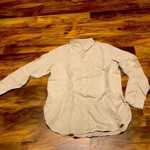 LL Bean Cream Linen Button Up Shirt